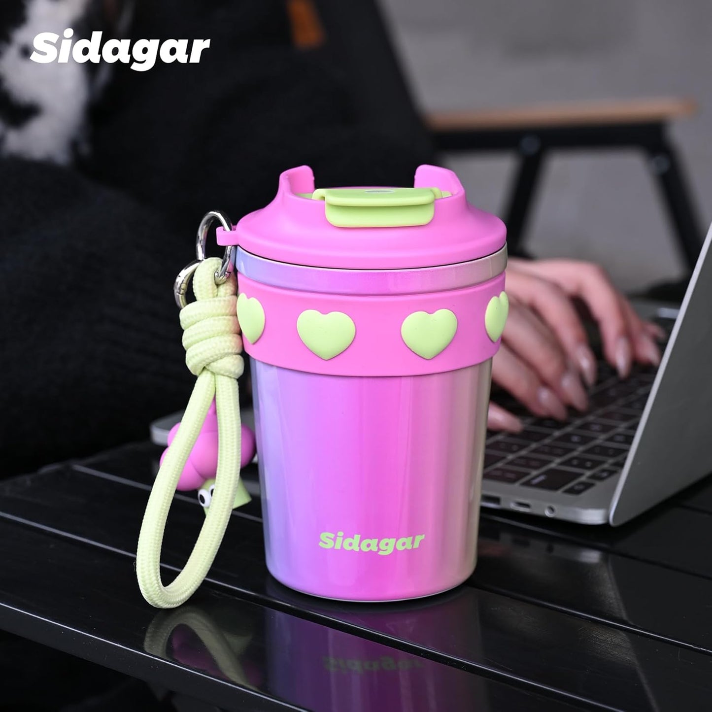 SDGA+ 12 oz Travel Coffee Mug Spill Proof Leak Proof, Stainless Steel Thermal Coffee Cup with Lid, Resuable Cup for Hot and Cold, Portable Tumbler for Women, Light Pink