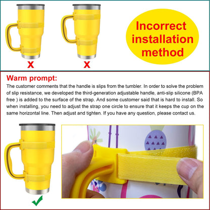 New Upgrade Anti-Slip Adjustable Tumbler Handle Fit for 20 Oz to 40 Oz All Brands Tumbler Cup of YETI, RTIC, Ozark Trail, Tervis, Corkcicle, Slm, Reduce Cold, Artic, Atlin, Bubba and SIC Etc