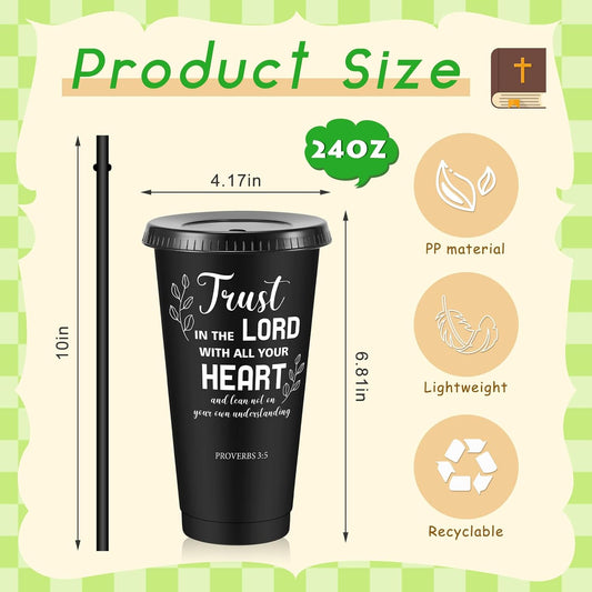 Uiifan 30 Pcs Christian Gifts Cups Bulk for Women, 24oz Bible Verse Christian Tumblers with Lids and Straw, Religious Church Gifts for Mother's Day (Fresh Color,Bible)