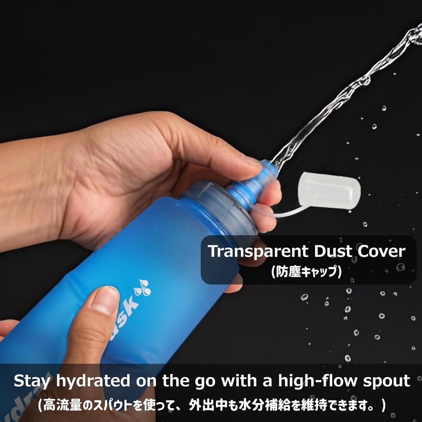 Azarxis TPU Soft Flask Collapsible Water Bottle Running Folding Gel Water Reservoir Handheld for Hydration Pack Hiking Cycling Climbing Jogging Marathon Trail Race