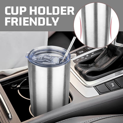 20 oz Tumbler with Lids and Straws, Stainless Steel Insulated Travel Coffee Mug, Double Wall Vacuum Insulated Tumblers, Powder Coated Coffee Tumbler for Cold & Hot Drinks (Light Purple)