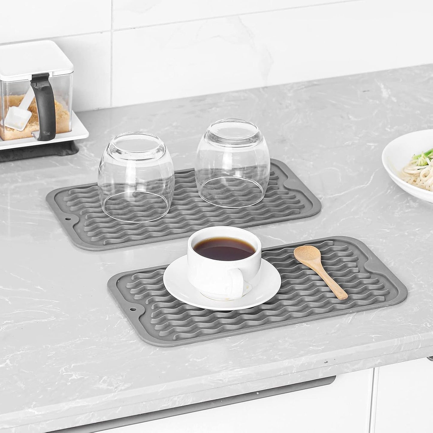 MicoYang Silicone Dish Drying Mat for Multiple Usage,Easy clean,Eco-friendly,Heat-resistant Silicone Mat for Kitchen Counter,Sink,Bar,Bottle,or Cup Green M 17 inches x 6 inches