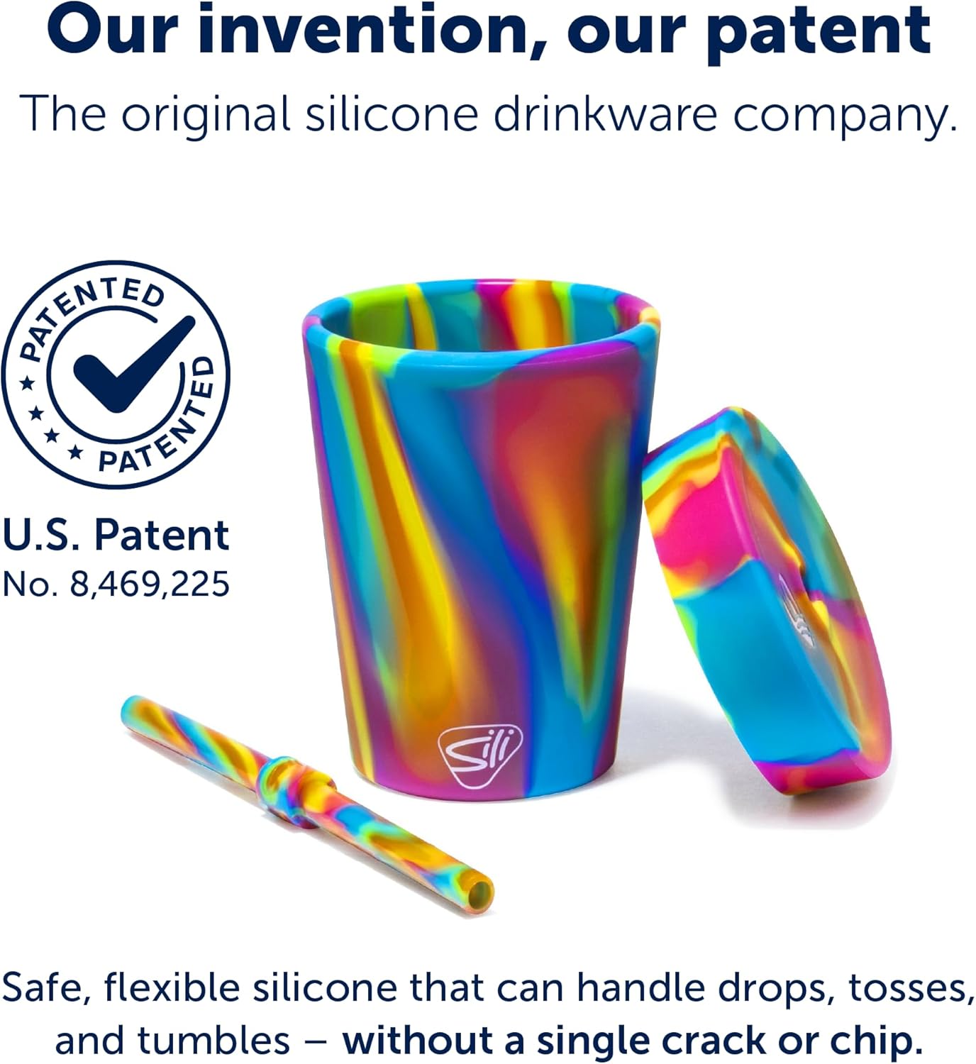 Silipint 8oz Silicone Tumbler with Straw and Lid – Unbreakable, BPA Free, Non-Toxic, Dishwasher, Microwave, Freezer Safe Tumbler Cup – Drinkware for Juice, Smoothies, Coffee (Cool Berry Crush)