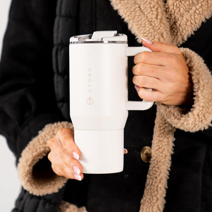 HydroJug Coffee Traveler 20 oz - Leak-Resistant, Ceramic-Lined Insulated Travel Coffee Mug for Hot or Cold Drinks with Flip Lid & Handle, Dishwasher Safe Coffee Tumbler, Cascade