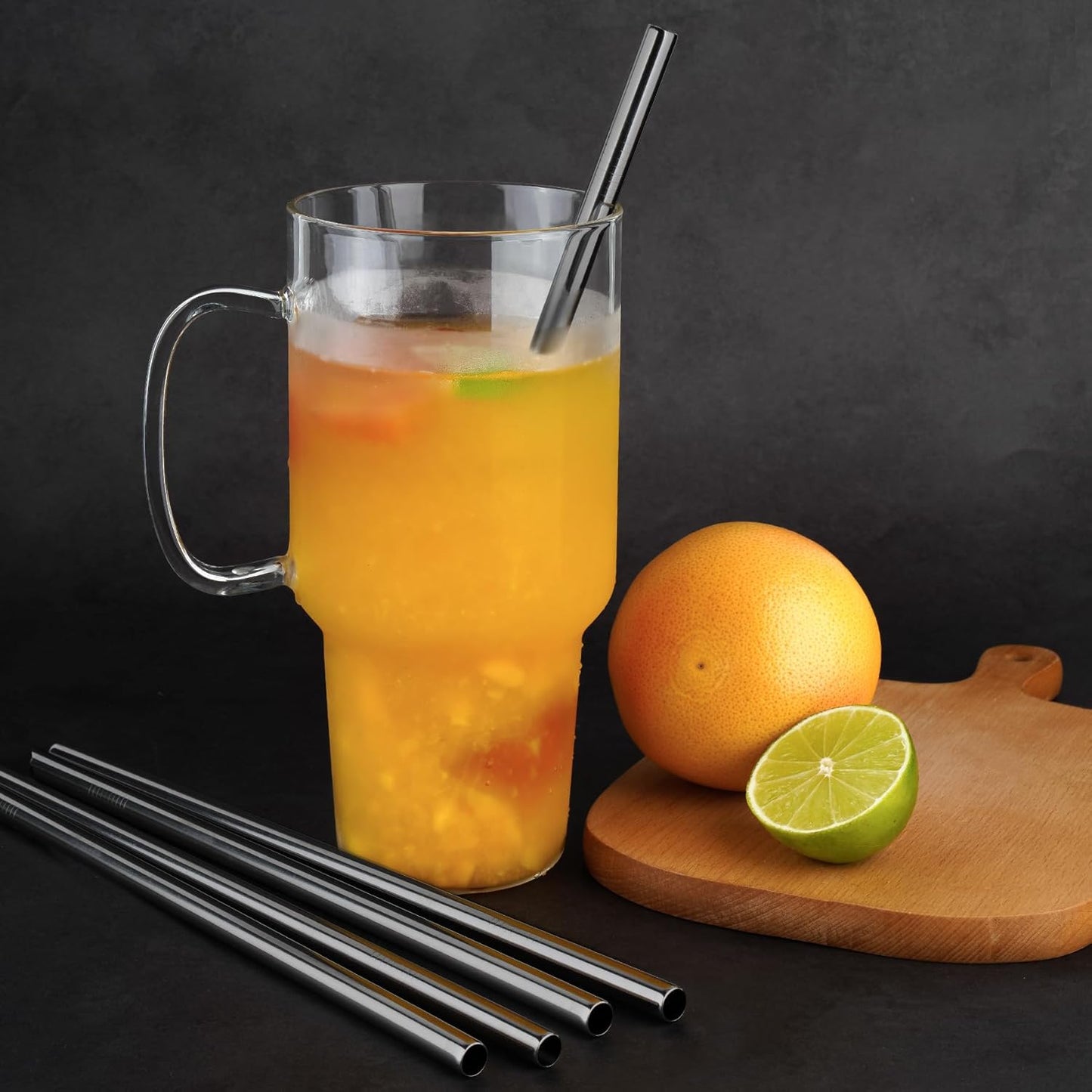 Tomorotec 8-Pack Stainless Steel Straws Fit for 40oz Stanley Tumblers, 12" Metal Straws Fit for Stanley Cup with 1 Brush, Reusable Drinking Straws for Smoothies, Milkshakes, Dishwasher Safe & BPA-Free