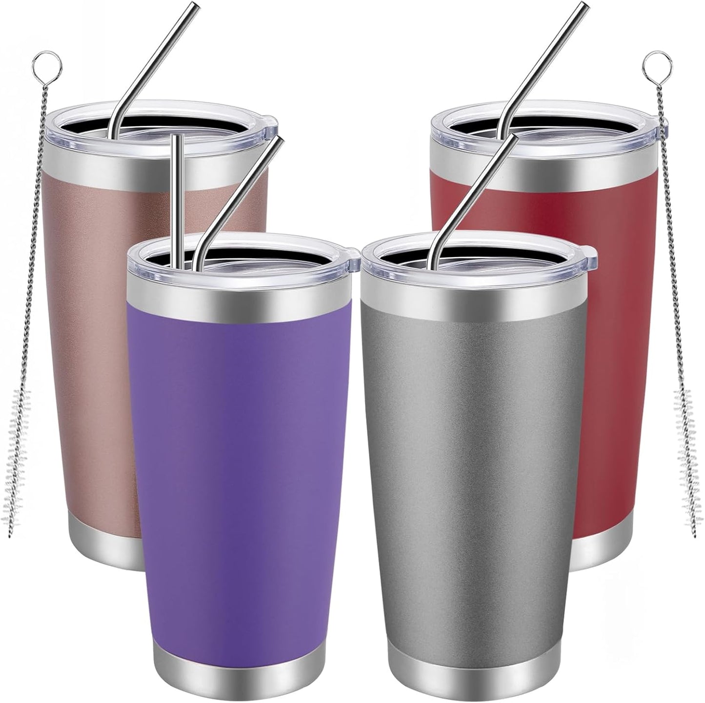 MEWAY 20oz Tumbler Cup Double Wall Vacuum Insulated Travel Mug Bulk, Stainless Steel Tumblers with Lid and Straw, Durable Powder Coated Coffee Cups for Cold & Hot Drinks (Navy, 1)
