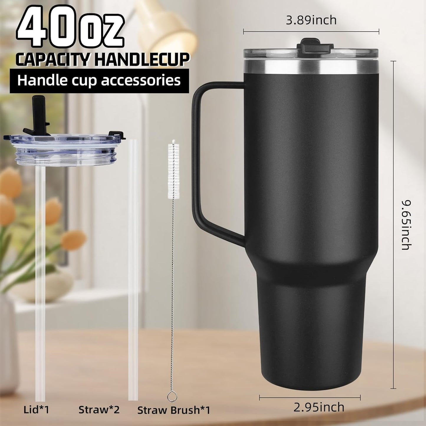 20 oz Tumbler with Handle, Stainless Steel Insulated Tumbler with Lid and Straw, Double Wall Vacuum Coffee Mug Tumbler, Insulated Coffee Thermal Cup for Cold and Hot (Light Purple)