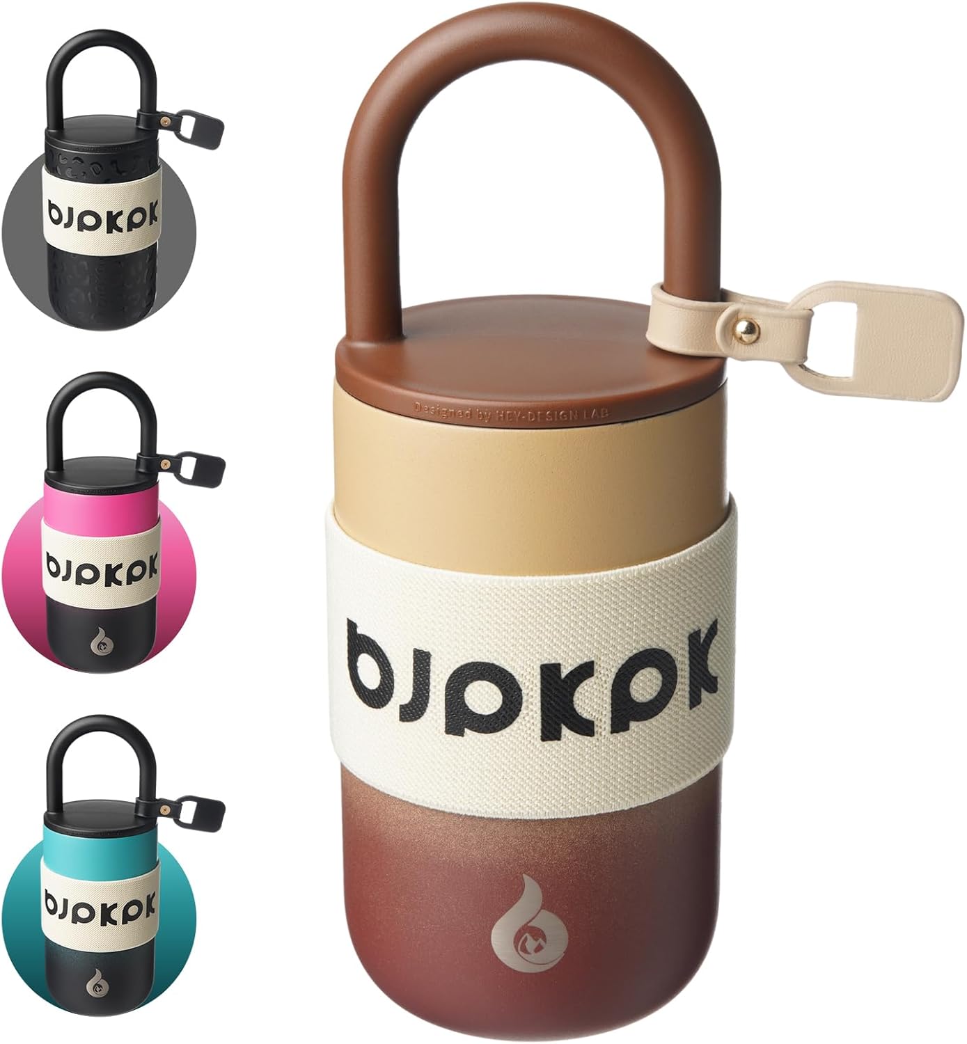 BJPKPK 13oz Insulated Stainless Steel Loop Tumbler With Lid And Handle Travel Coffee Mug Thermal Cup,Latte