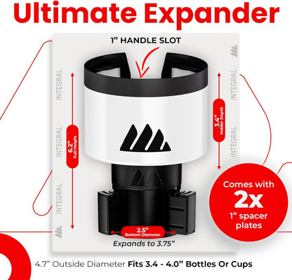 [Upgraded] Integral Ultimate Car Cup Holder Expander - Adjustable Base - Organizer & Expander for Vehicles - Compatible with Mugs, Yeti 14/24/36/46oz, Rambler, Hydro Flasks 32/40oz, 3.4"-4.0" Bottles