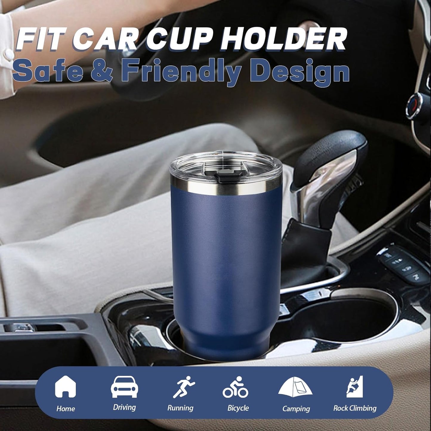 20 oz Tumbler with Lids and Straws, Stainless Steel Insulated Coffee Tumbler, Double Wall Vacuum Insulated Travel Mug Cup, Leakproof Thermal Coffee Cup for Hot and Cold Drinks (azure blue)