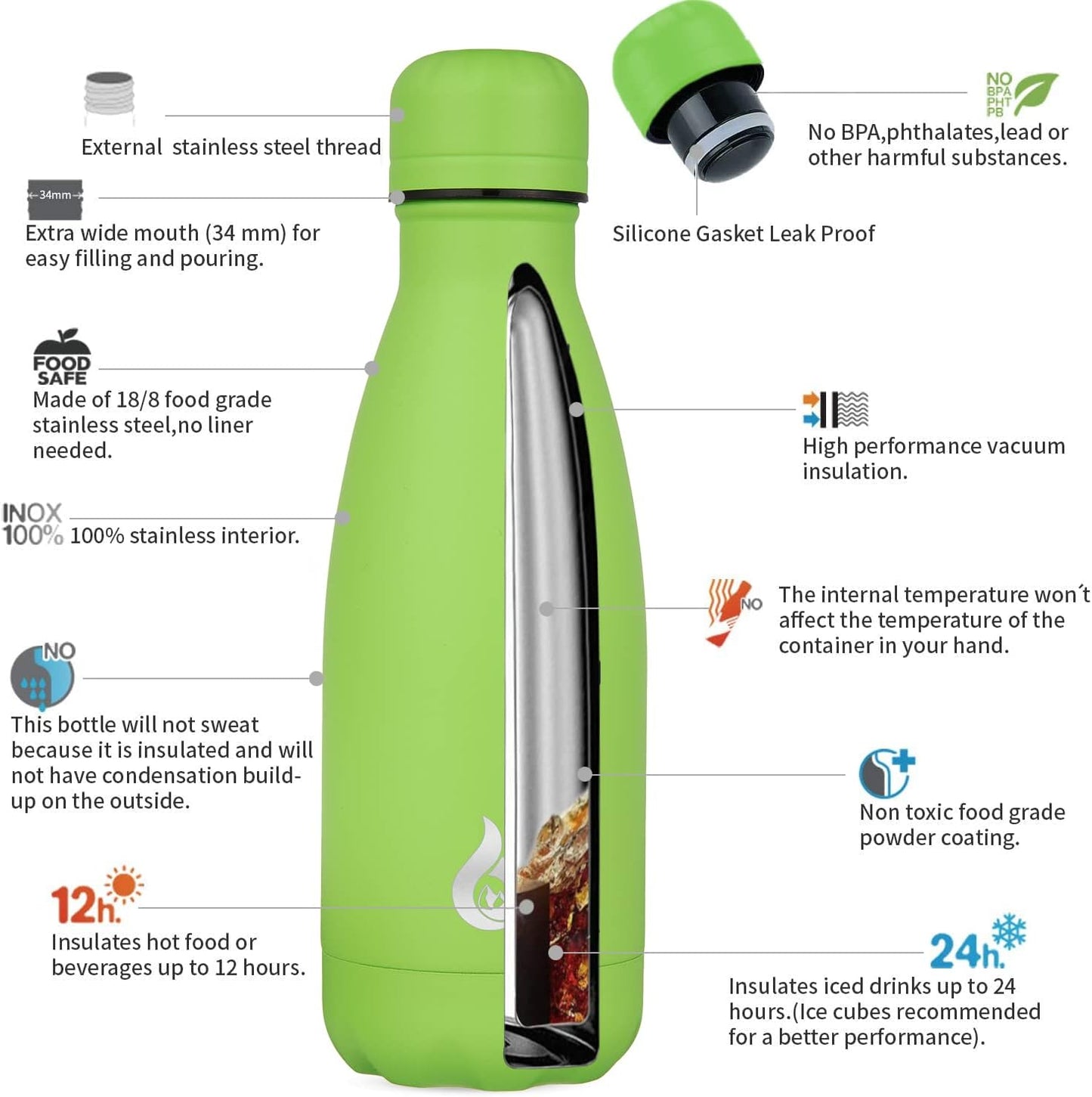 BJPKPK Insulated Water Bottle 12oz Small Stainless Steel Water Bottles Reusable Metal Thermal Keep Cold and Hot,Dreamy Purple - Colors A