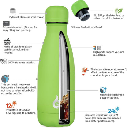 BJPKPK Insulated Water Bottle 12oz Small Stainless Steel Water Bottles Reusable Metal Thermal Keep Cold and Hot,Dreamy Purple - Colors A