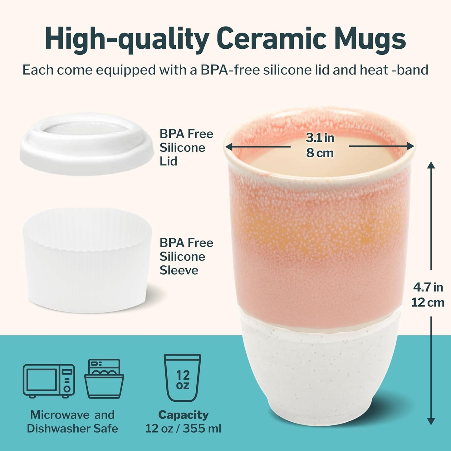 NOVA CERAMICS Coffee Tumbler – Travel Mug - On the Go Coffee Mug – Microwave & Dishwasher Safe Green Coffee Tumbler - Gifts For Women Men Him Her – 16oz – Monsoon