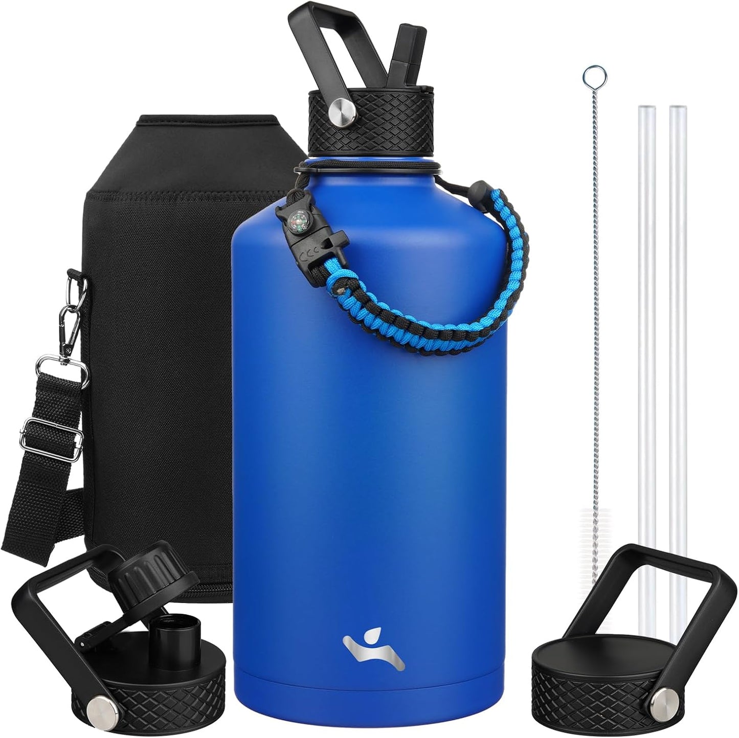 Konokyo 22oz Stainless Steel Bottles with 3 Lids Sport Insulated Water Bottle,Mint