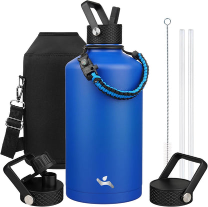 Konokyo 22oz Stainless Steel Bottles with 3 Lids Sport Insulated Water Bottle,Mint