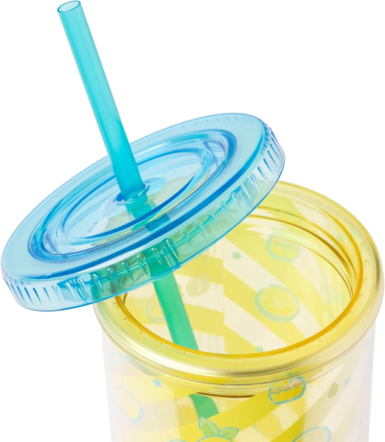 Silver Buffalo Sanrio Hello Kitty Milk Carton Pattern Plastic Boba Tumbler w Lid and Wide Straw, 24 Ounces