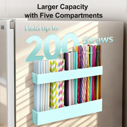 9.5” Large Acrylic Straw Holder for Cabinet Door, Reusable Adjustable Two-Part Straws Organizer with Ultra Sticky Adhesive Strips, 2026 Straw Storage for Kitchen Cupboard (Transparent)