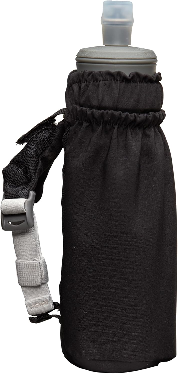 Nathan Handheld Soft Flask 18oz - Exo-Draw Insulated Collapsible Bottle - Grip-Free Strap & Rigid ExoSpine for Comfort/Support - Breathable Mesh Strap - Ideal Running/Hiking, Pinnacle, Black