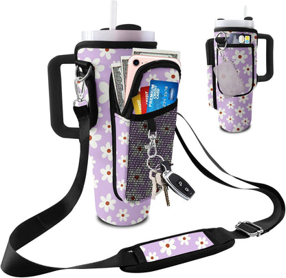 Stanley Carrier Bag for Stanley 40oz/30ozTumbler with Phone with 2 Adjustable Strap,3 Pockets Bottle Stanley Cup Carrier Bag & Case,Accessories for Hiking Travelling