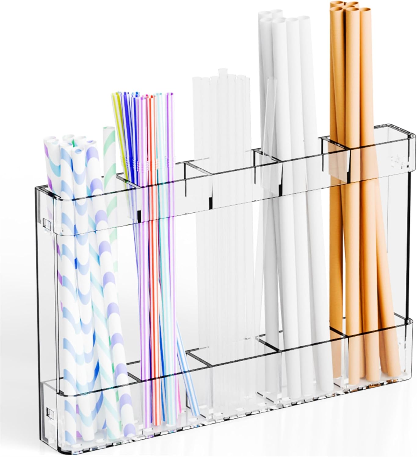 Yieach Acrylic Straw Holder for Cabinet Door- with Adhesive,No Damage Installation - 9.4 Inch Water Bottle,Cup,Drinking and Tumbler Reusable Straw Organizer Storage for Cupboard Door,Clear,Pack of 1