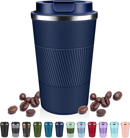 DUBUXW Insulated Coffee Tumblers with Flip Lid 12oz / 17oz, Stainless Steel Travel Coffee Mug Leak Proof, Vacuum Insulated Coffee Mug Reusable Cup, Keeps Cold and Hot for Coffee Tea
