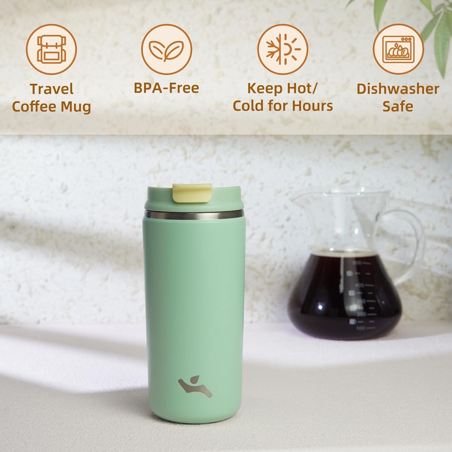 Konokyo Tumbler with Lid, 16 oz Travel Coffee Mug Double Wall Vacuum Stainless Steel Thermal Metal Cup Insulated Water Bottle,Navy Blue