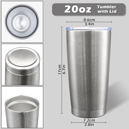 AIANJI 20oz Tumbler Bulk Stainless Steel Tumblers with Lid Vacuum Insulated Double Wall Travel Coffee Mug Powder Coated Tumbler Cup for Hot and Cold Drinks(Stainless Steel, 1 pack)