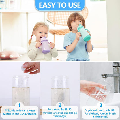 96Pack Water Bottle Cleaning Tablets, Bottle Bright Clean Stainless Steel, Thermos, Tumbler, Insulated and Reusable Water Bottles,Removes Stubborn Stains and Odors