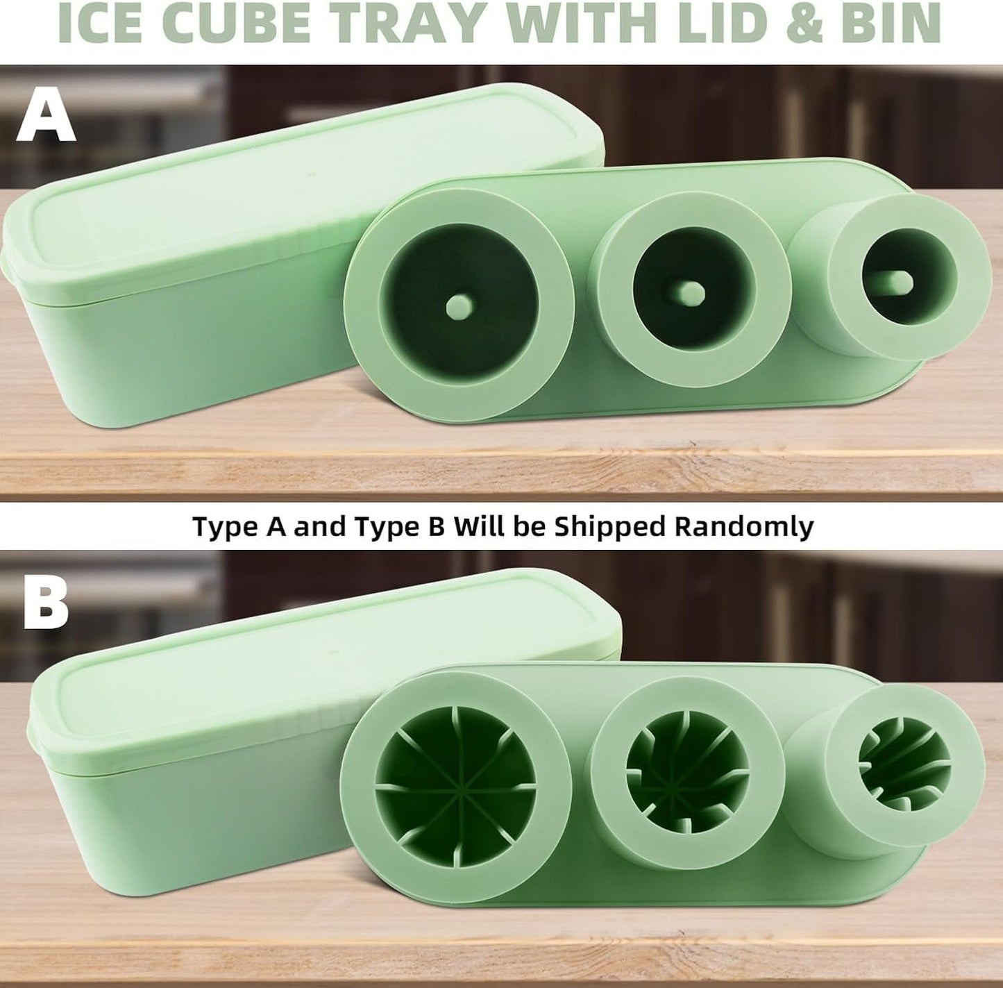 Tcamp Ice Mold for 30-40 oz Tumbler Cup, Silicone Ice Cube Tray With Lid and Bin for Freezer, Ice Ring Ice Maker for Chilling Cocktails, Whiskey, Drinks, Coffee, Easy Fill and Release (Black)