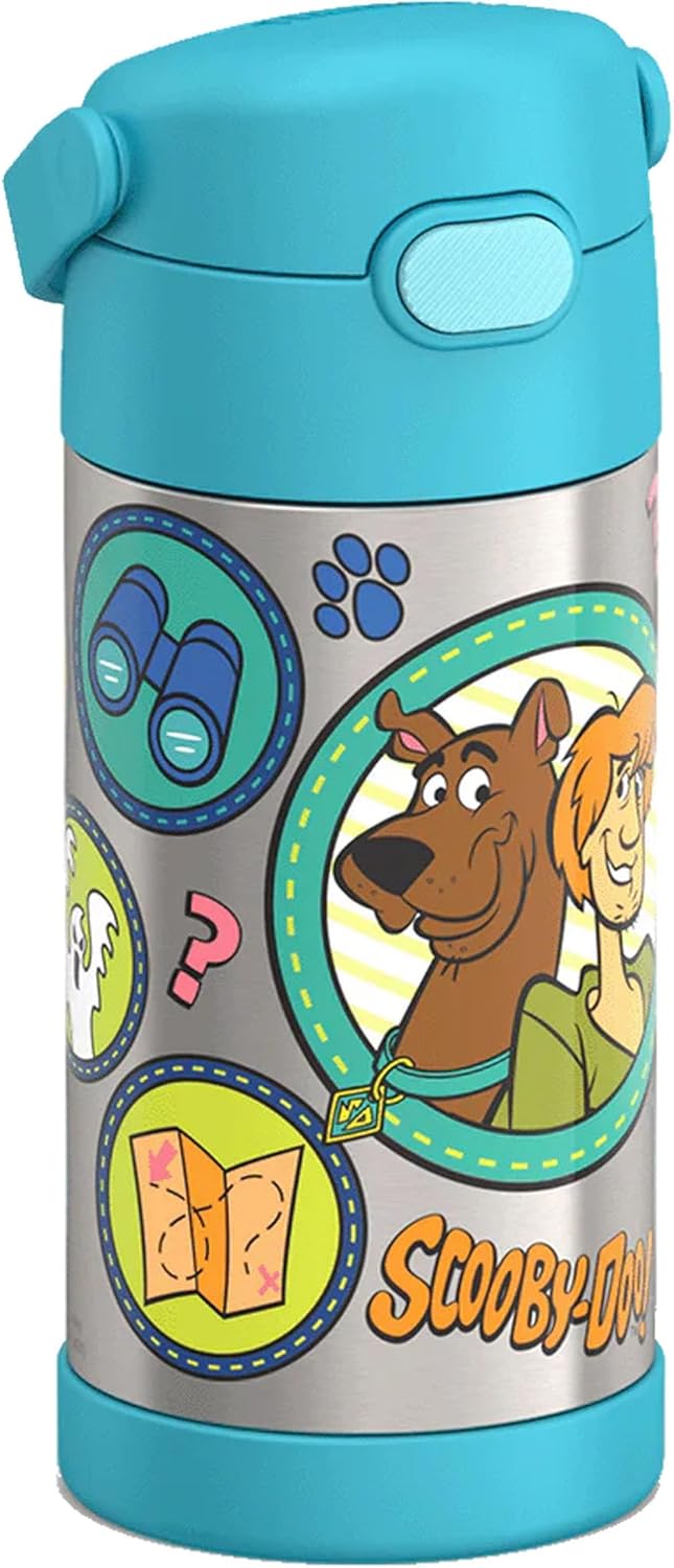 THERMOS FUNTAINER Water Bottle with Straw - 12 Ounce - Kids Stainless Steel Vacuum Insulated Water Bottle with Lid, Bluey - Colors A
