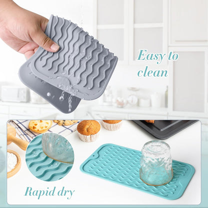 Silicone Dish Drying Mat, Multipurpose Heat Resistant 600 ℉ 7-Inch Food Grade & BPA Free. Non-Slip Trivet mats for Cup, Hot Pot, Hot Dishes
