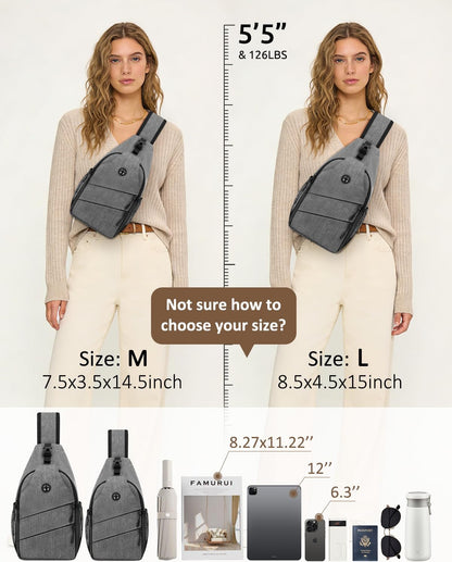Pritent Crossbody Bags for Women Men Trendy Sling Bag Backpack Casual Chest Bag with Convertible Shoulder Strap