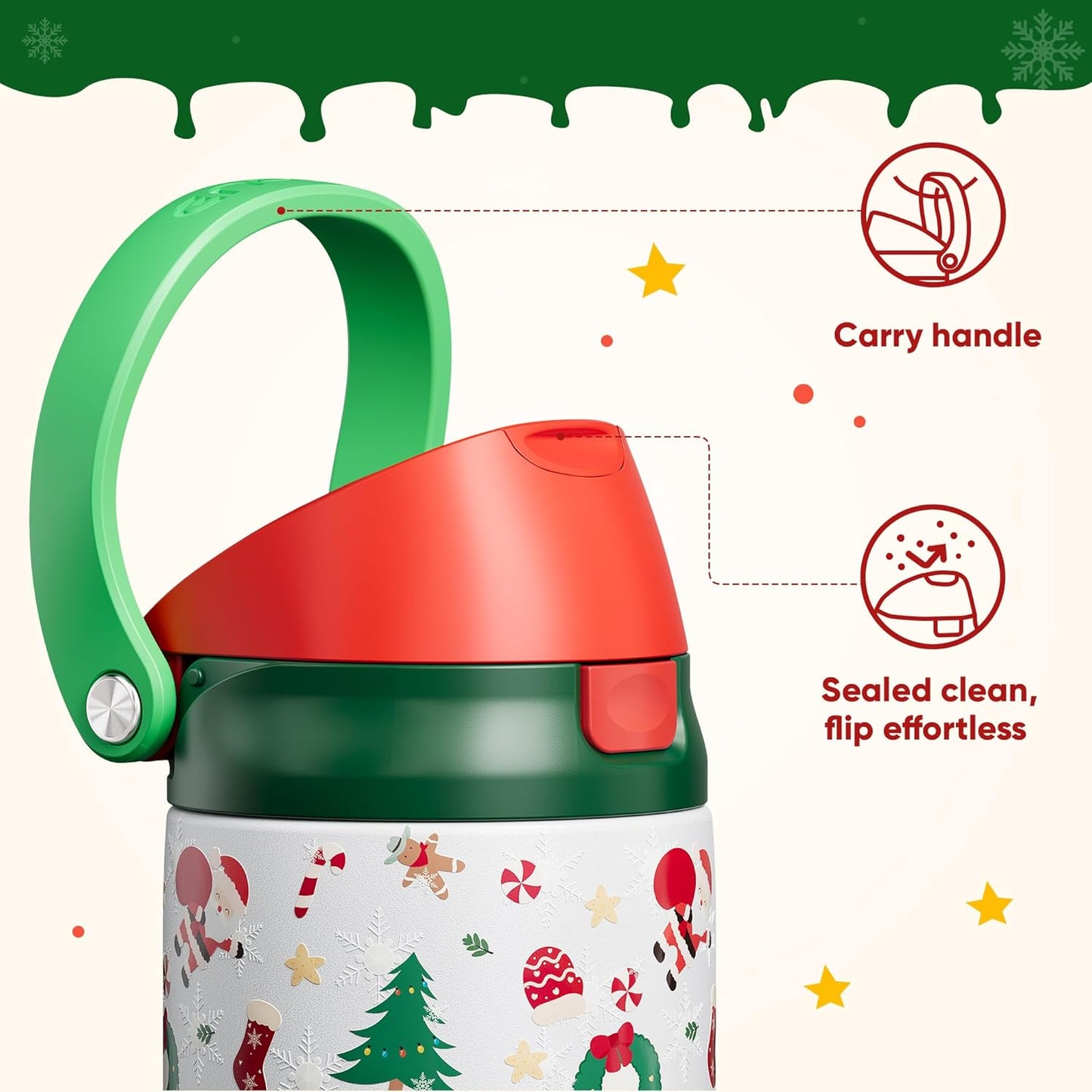 ENCOOL Leakproof Insulated Water Bottle with Straw Dual-Sip Water Bottle Bag-Safe Design for Work, Commute & Gym – Keeps Drinks Cold All Day, 24 oz, Lemonade Pink - Colors A