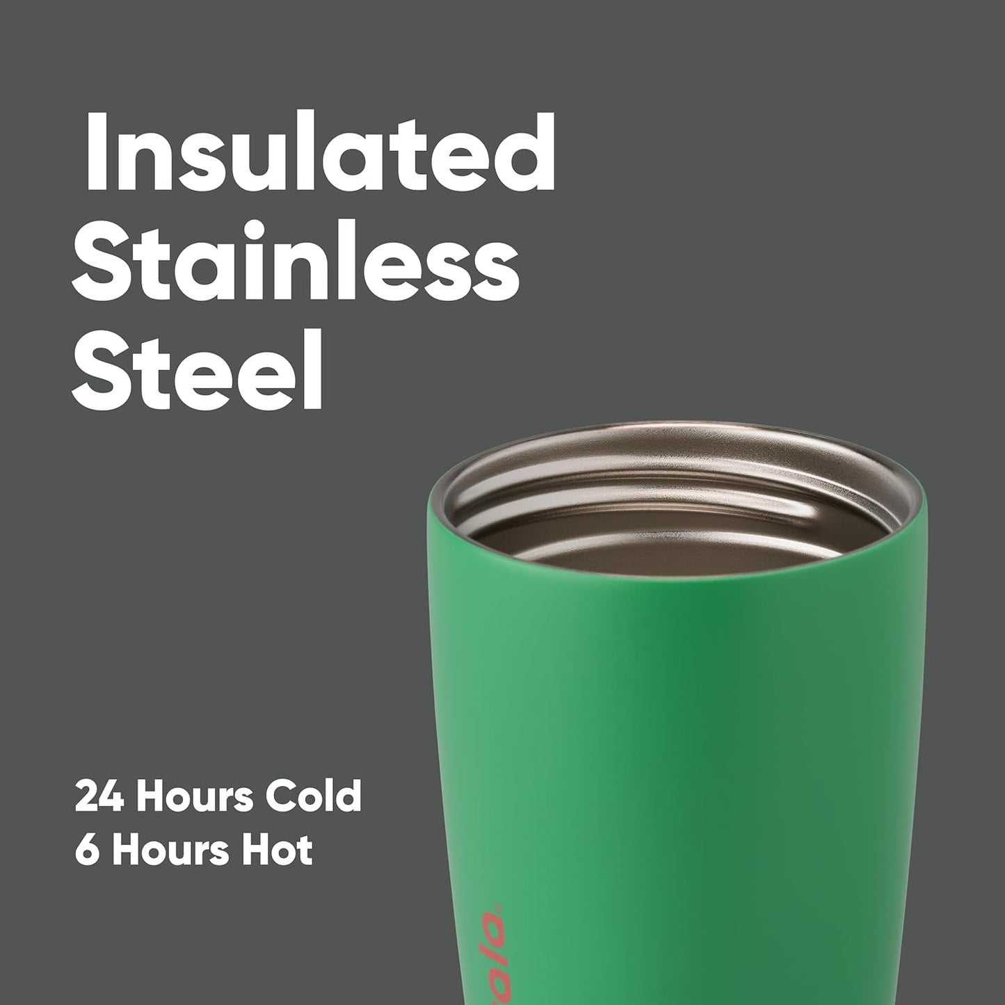Owala SmoothSip Slider Insulated Stainless Steel Coffee Tumbler, Reusable Iced Coffee Cup, Hot Coffee Travel Mug, BPA Free 20 oz, Grey/Blue (High Dive)