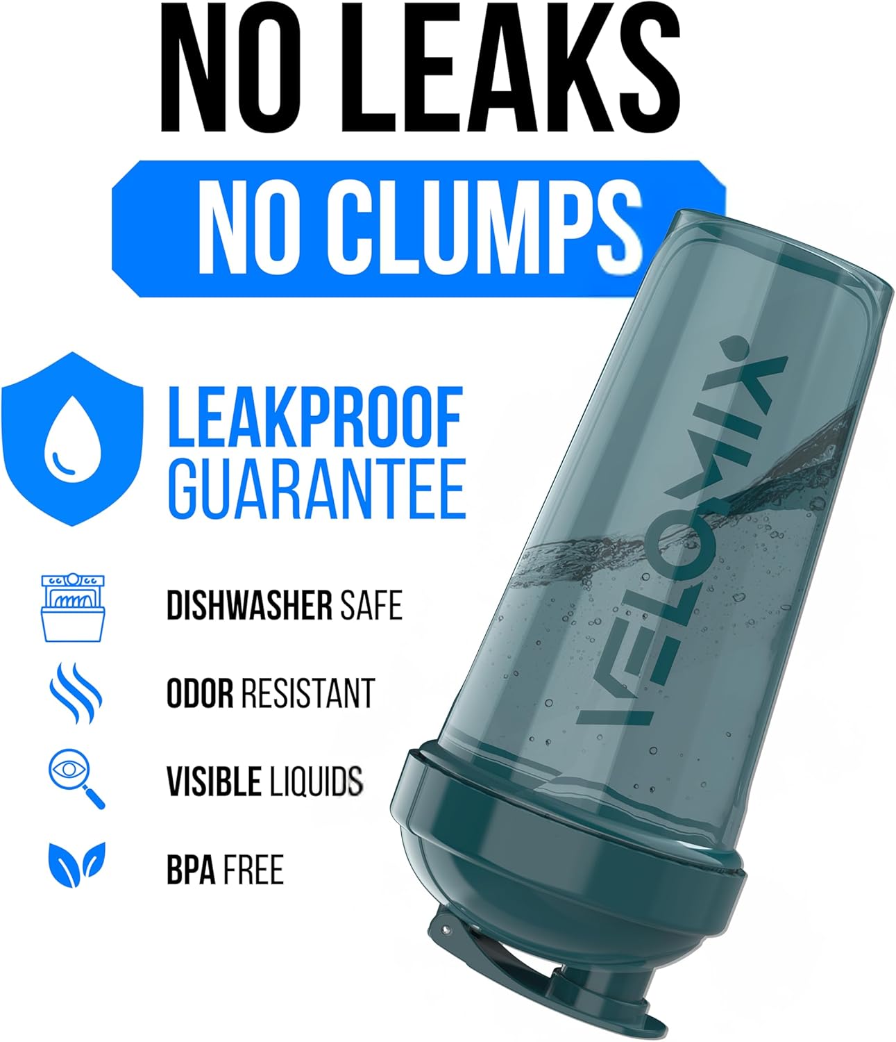 VELOMIX -4 PACK 28 Oz Protein Shaker Bottle for Protein Mixes - 4x Wire Whisk | Leak Proof Shaker Cups for Protein Shakes | Large, Stackable Protein Shaker Bottles Pack | Dishwasher Safe (Aqua Depths)