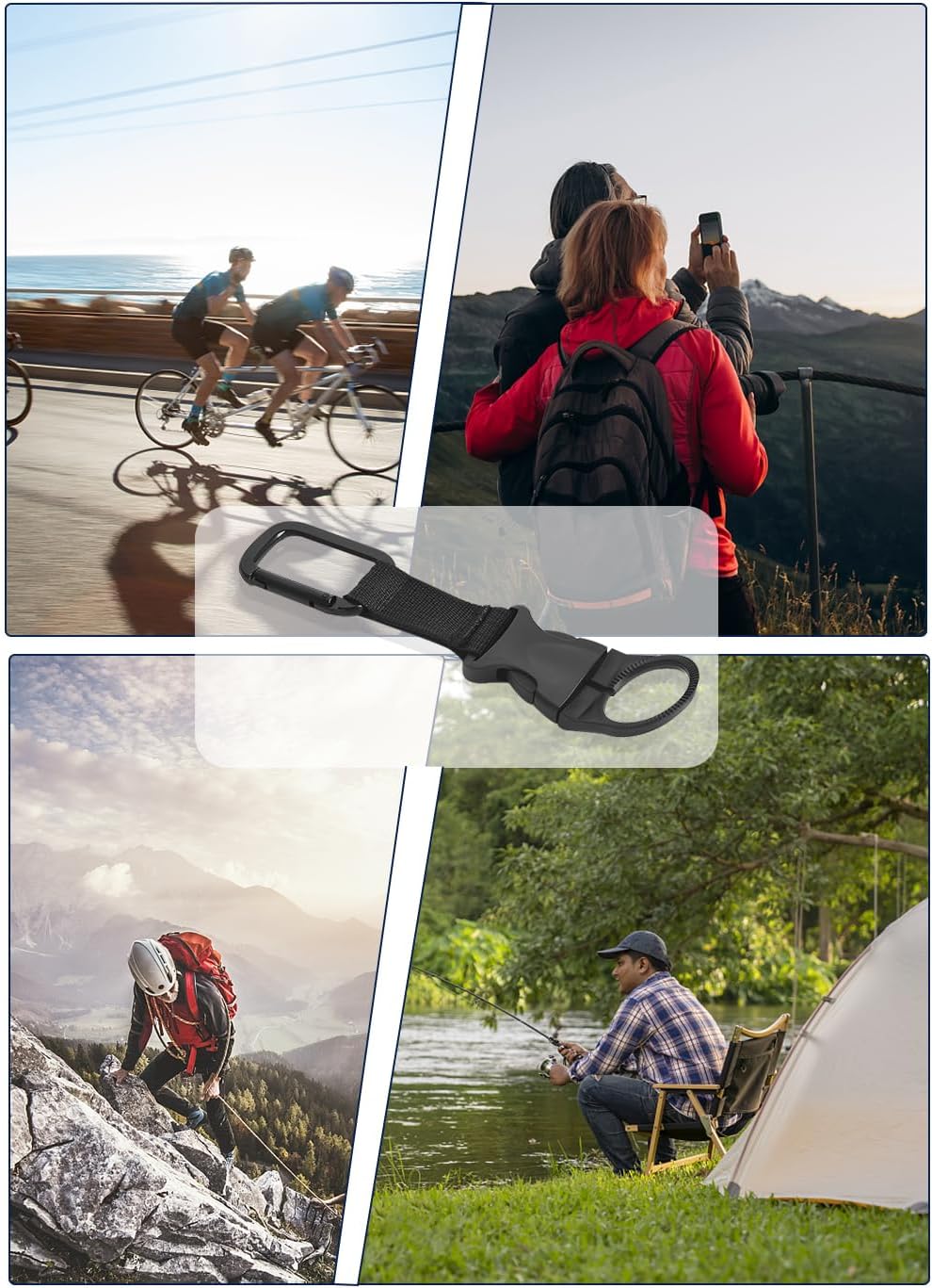 ZXZone 2PCS Bottle Buckle Clip Hanging Buckle Portable Water Bottle Ring Holder Keychain Mineral Water Bottle Clip for Backpack Belt Nylon Webbing Strap for Outdoor Tactical Camping Hiking(D,Green)