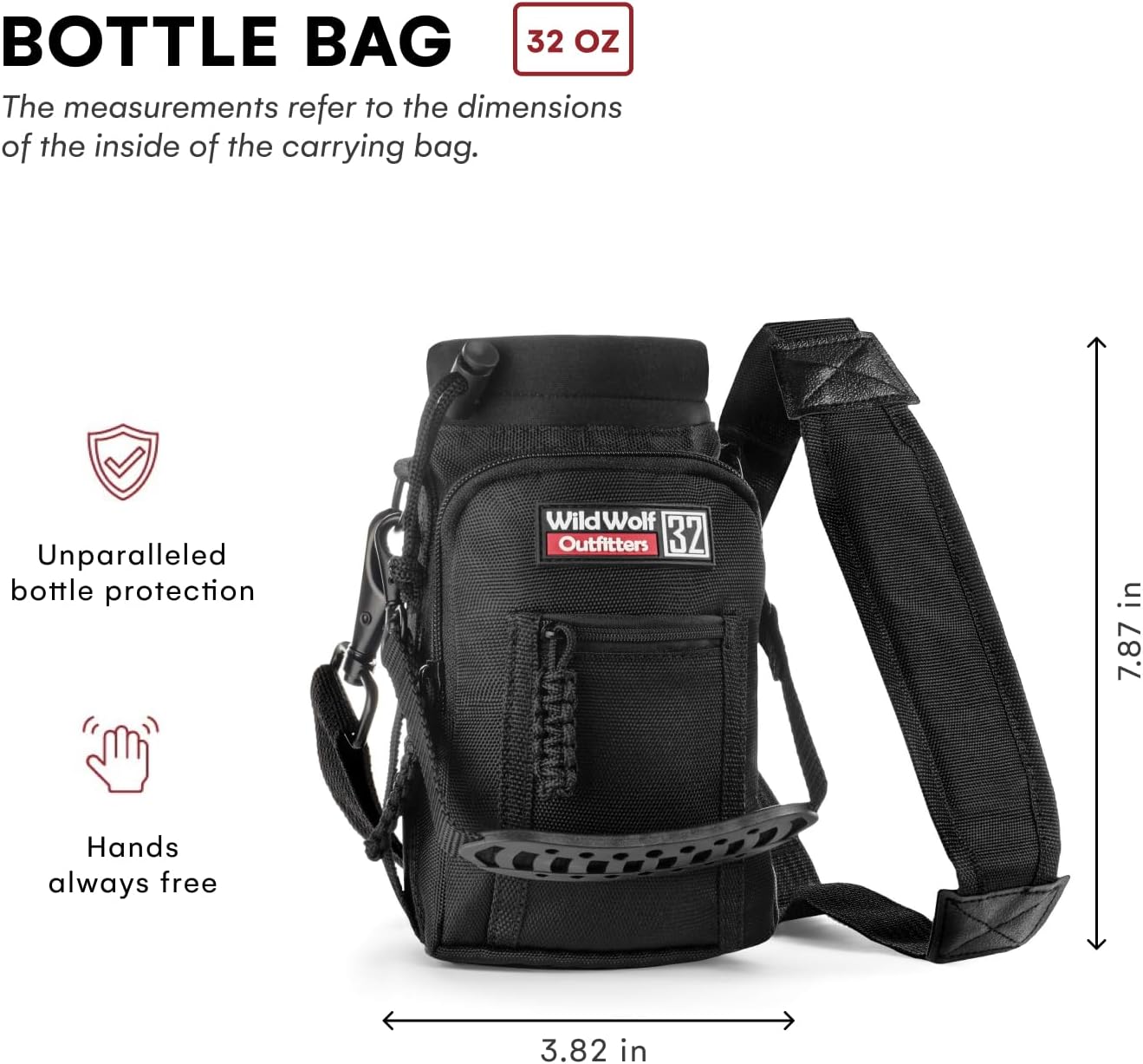 Wild Wolf Outfitters - #1 Best Water Bottle Holder for 32 oz Bottles - Carry, Protect and Insulate Your Flask with This Military Grade Carrier w/ 2 Pockets and an Adjustable Padded Shoulder Strap.