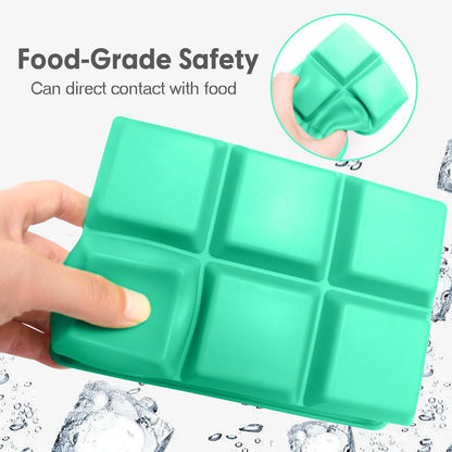 Excnorm Silicone Ice Cube Trays 3 Pack - Large Size Silicone Ice Cube Molds with Leak Proof Removable Lid Square Ice Cube Tray And BPA Free for Cocktail,Whiskey, Stackable Flexible Ice