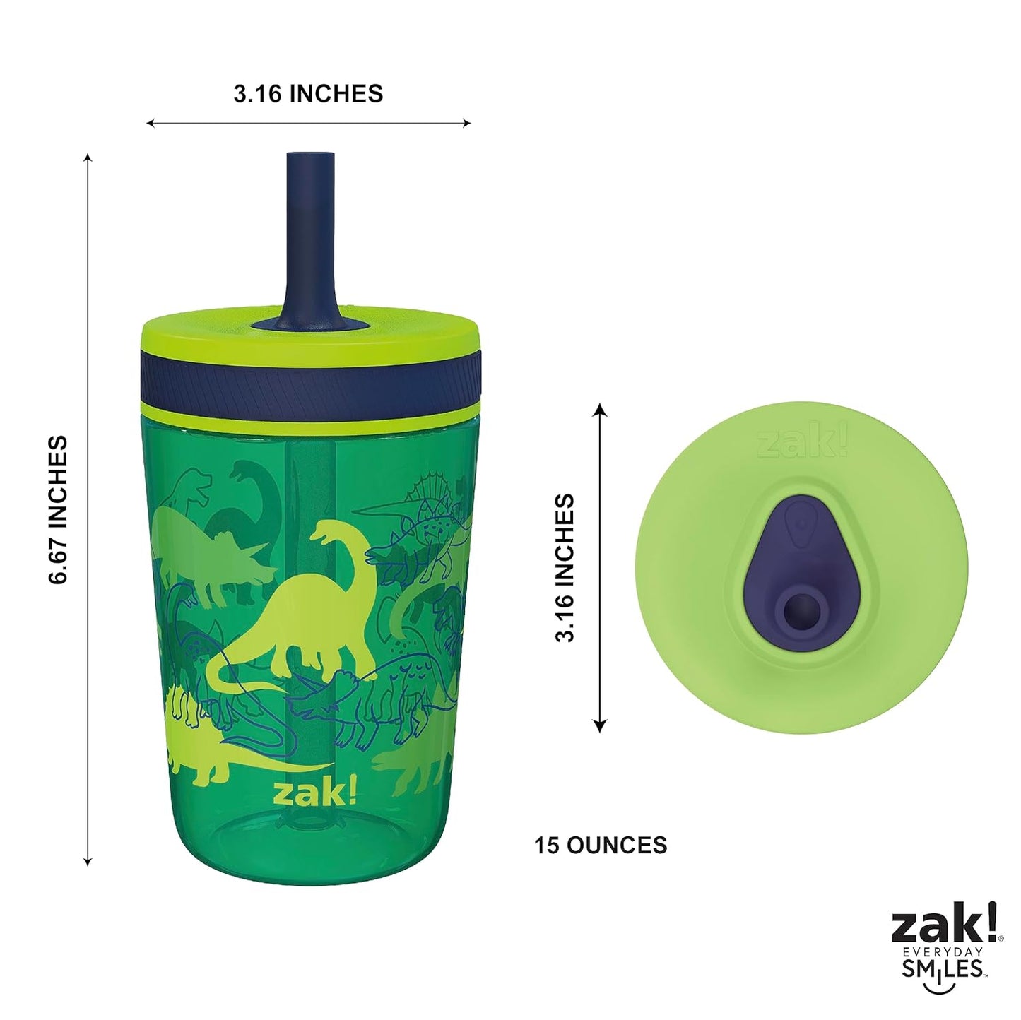 Zak Designs 15oz Bluey Kelso Tumbler Set, Leak-Proof Screw-On Lid with Straw Made of Durable Plastic and Silicone, Perfect Bundle for Kids, 2 Count (Pack of 1) - Colors B