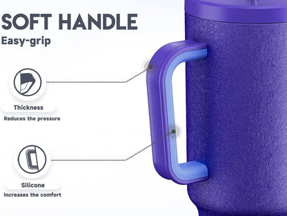 Meoky 40 oz Tumbler with Handle and Straw: Stainless Steel Insulated Tumbler with Lid and Straw - 100% Leak Proof Tumbler for Car Cup Holders - Travelers Commuters Workers, Donut