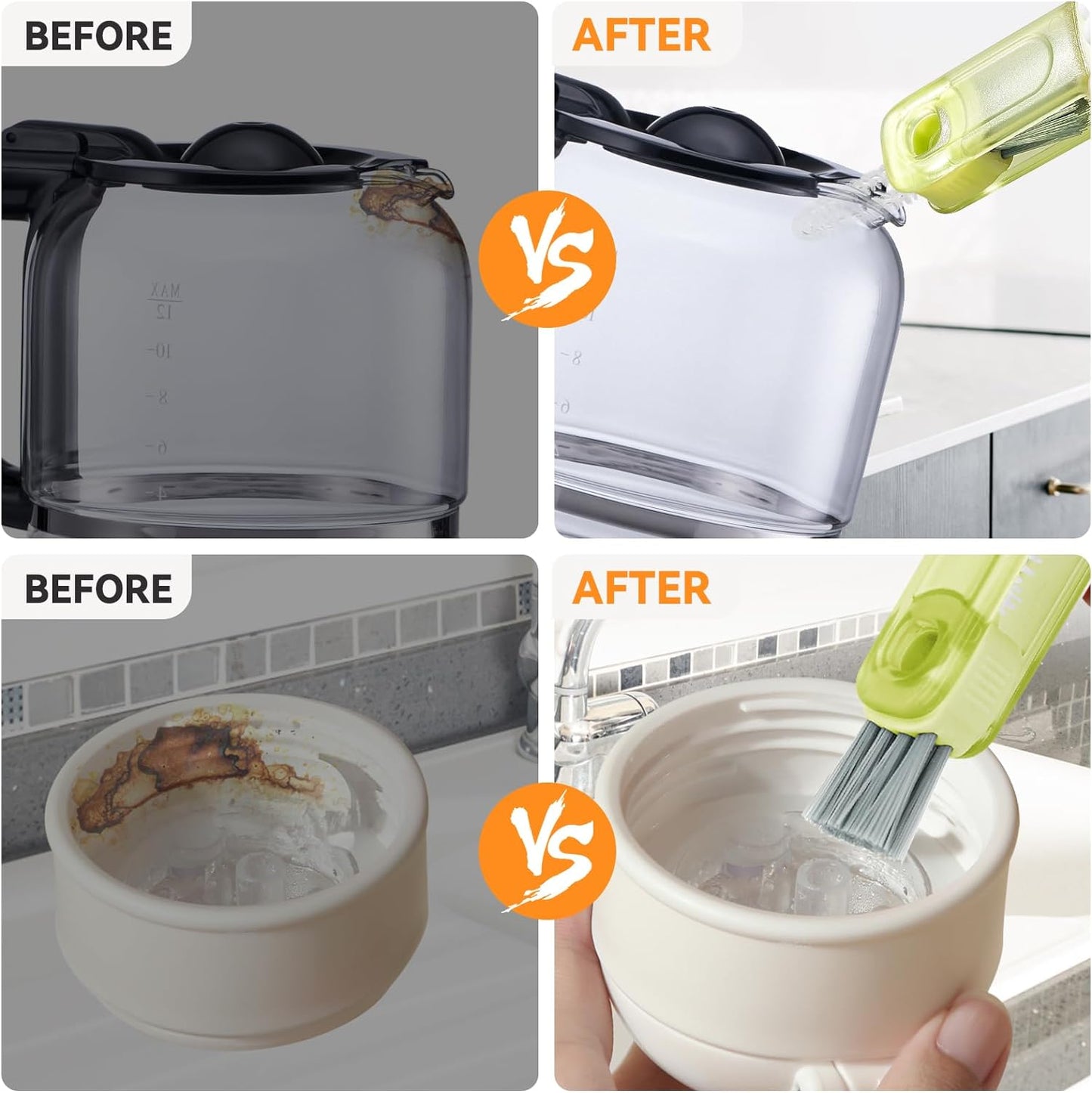 3 in 1 Cup Lid Gap Cleaning Brush Set, Multifunctional Bottle Cleaning Brush, Silicone Cup Lid Gap Cleaner, Home Kitchen Crevice Cleaning Tools (Multicolored)