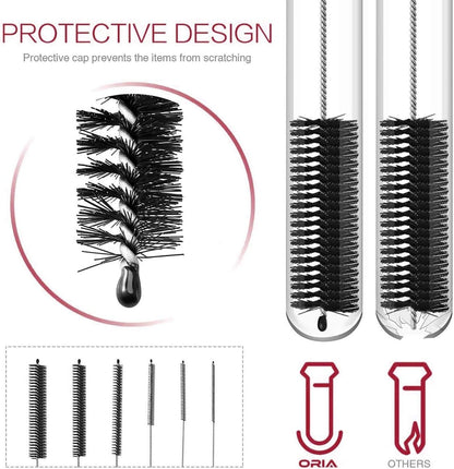 Long Straw Brush Cleaner (10 Pack), Flexible Nylon Tube Cleaning Brushes with 0.4" Bristles, Rust-Proof Stainless Steel Wire Washer for Reusable Tumblers, Sports Bottles & Pipes (10 Inch)