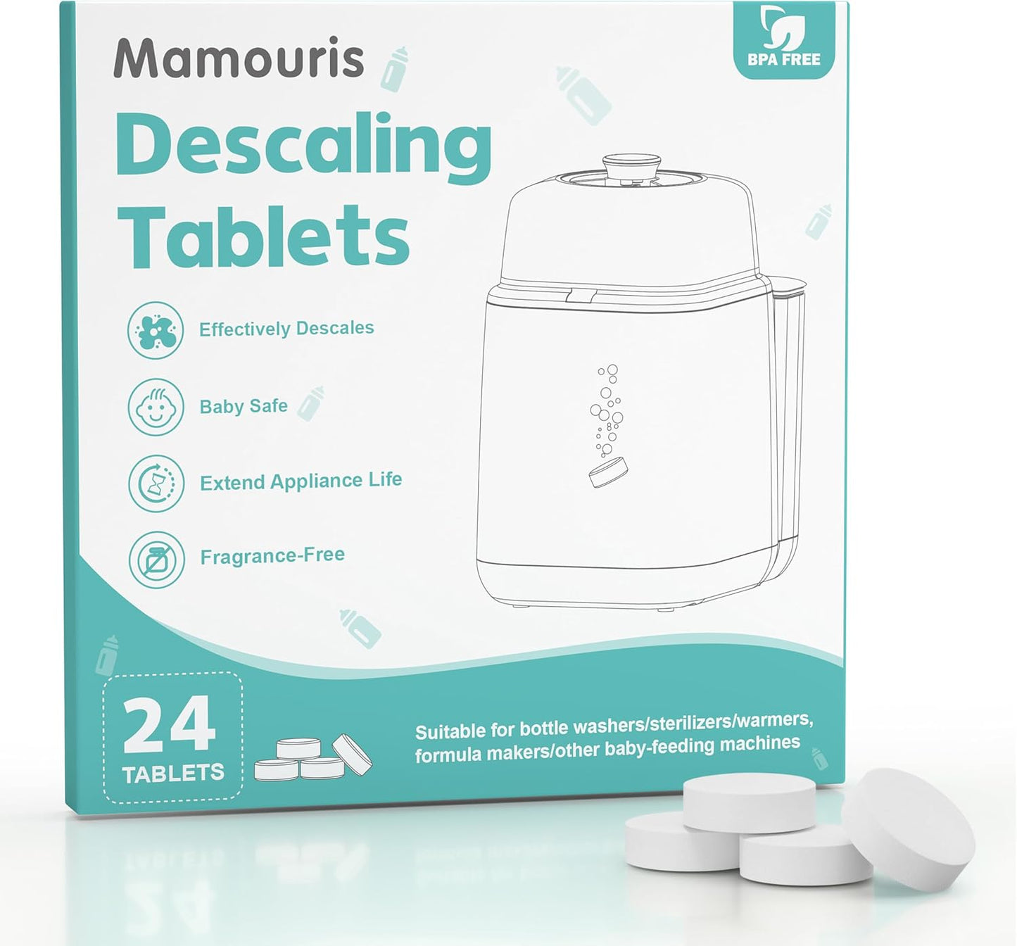 Descaling Tablets for Bottle Washer & Warmers: 36 Count Descaler Tablets Removes Limescale & Milk Residue, Citric Acid Cleaner Compatible with Momcozy Baby Brezza Grownsy Papablic Baby Bottle Washer