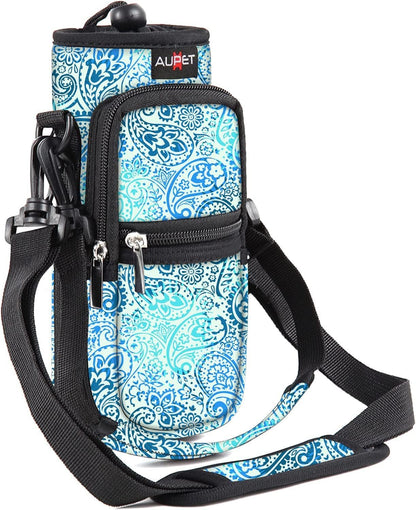 AUPET Water Bottle Sling Bag Sleeve Holder Carrier 25/32/40/64 oz,Insulated Crossbody Water Bottle Case Cover with Strap and Pockets for Men/Women Walking Hiking