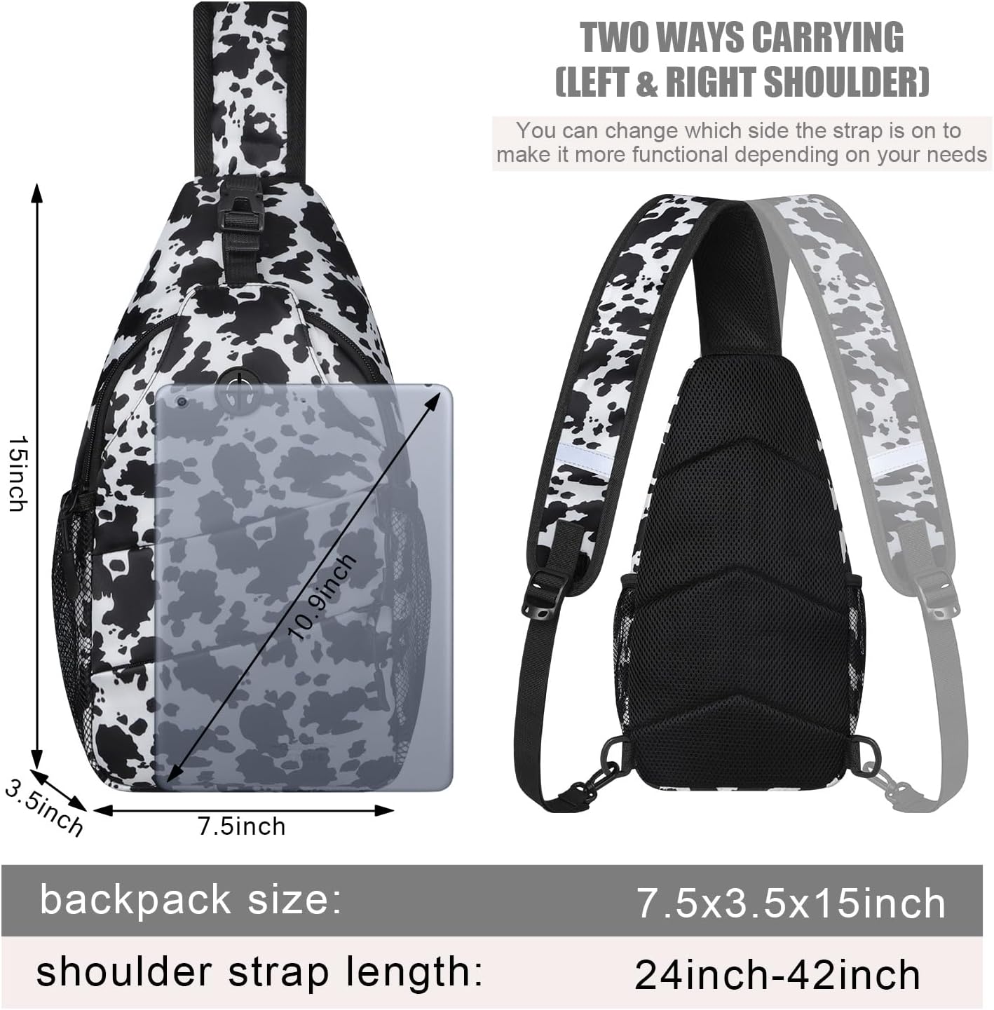 Pritent Crossbody Bags for Women Men Trendy Sling Bag Backpack Casual Chest Bag with Convertible Shoulder Strap