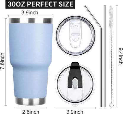 20oz Tumbler with Lid and Straw Double Wall Powder Coated Vacuum Insulated Coffee Tumbler Stainless Steel Insulated Travel Coffee Mug Spill-Proof Thermal Cup for Hot and Cold Beverage,Black