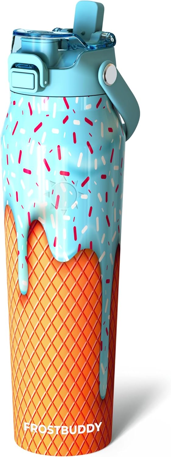 Frost Buddy 24oz Insulated Water Bottle with Straw & Chug Lid | Leak-Proof Stainless Steel | 24-Hours Cold | Sweat-Proof, Cup Holder Friendly | Ideal for Gym, Travel, Sports & Everyday Hydration - Colors B