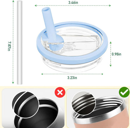 2 Pack 30 oz Tumbler Flip Straw Lid Replacement Compatible for Stanley Quencher, Leak Proof Lid Replacement for 30 OZ Stanley H2.0 FlowState Tumbler,Spill Proof Splash Reusable (Transparent Cream)