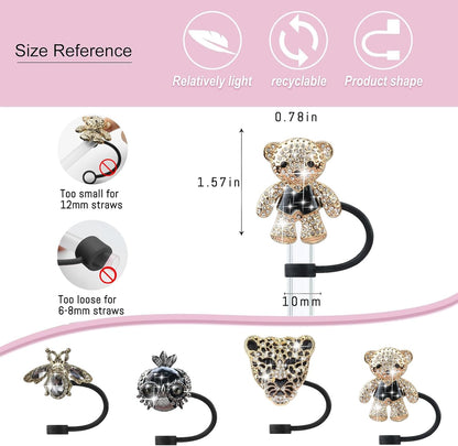 Cute Straw Cover Cap for Stanley Cup Accessories,Bling Straw Toppers for Stanley Tumbler 40&30 oz,Reusable Straws Tips Protectors Compatible with 10mm Straws