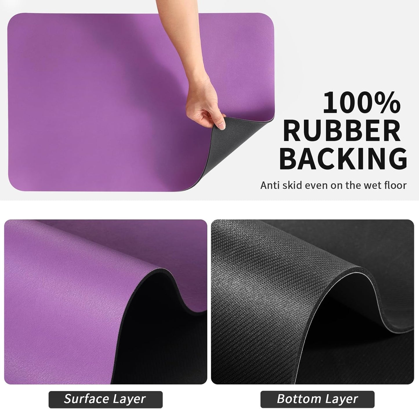 HotLive Dish Drying Mat for Kitchen Counter, Heat Resistant Drainer Mats with Non-slip Rubber Backed, Hide Stain Kitchen Super Absorbent Draining Mat, Easy to Clean Dish Rack Pad, Dark Grey 16"x18"